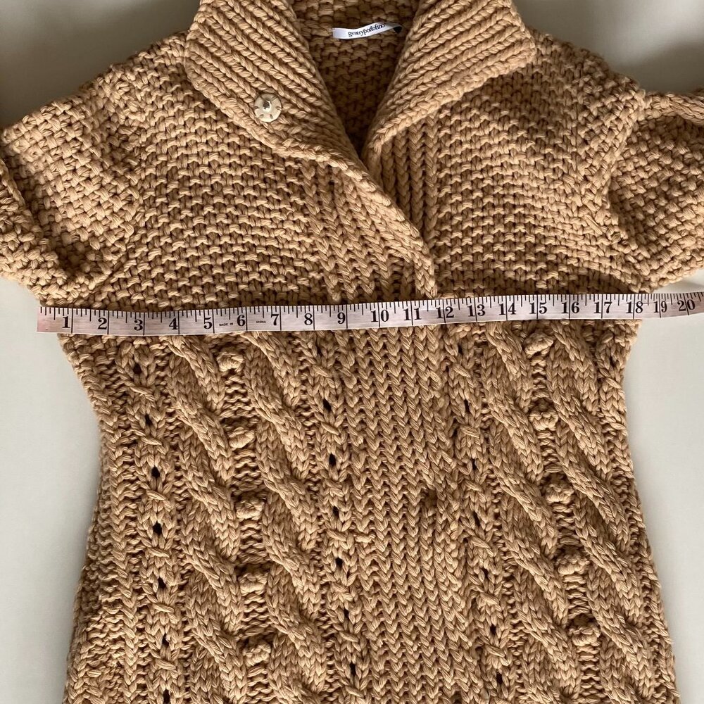 Genrty Portofino Extra Fine Wool Oversized Cable Knit Long Cardigan 4/6 Camel - Picture 14 of 16